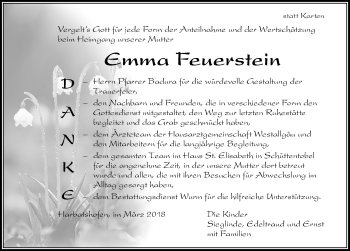 Traueranzeige von Emma Feuerstein von Der Westallgäuer