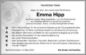 Traueranzeige von Emma Hipp von Memminger Zeitung