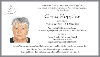 Traueranzeige von Erna Poppler von Allgäuer Zeitung, Füssen