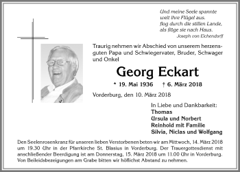 Traueranzeige von Georg Eckart von Allgäuer Anzeigeblatt