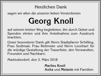 Traueranzeige von Georg Knoll von Allgäuer Zeitung, Marktoberdorf