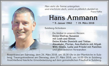 Traueranzeige von Hans Ammann von Allgäuer Zeitung