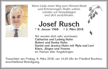Traueranzeige von Josef Rusch von Allgäuer Zeitung, Kaufbeuren/Buchloe