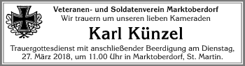 Traueranzeige von Karl Künzel von Allgäuer Zeitung, Marktoberdorf