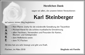 Traueranzeige von Karl Steinberger von Allgäuer Anzeigeblatt