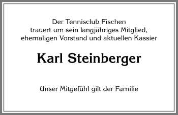 Traueranzeige von Karl Steinberger von Allgäuer Anzeigeblatt