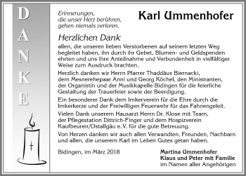 Traueranzeige von Karl Ummenhofer von Allgäuer Zeitung, Marktoberdorf
