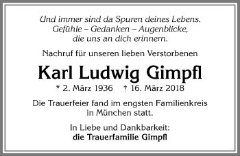 Traueranzeige von Karl Ludwig Gimpfl von Allgäuer Zeitung, Marktoberdorf