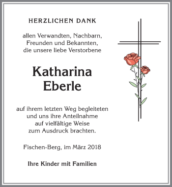 Traueranzeige von Katharina Eberle von Allgäuer Anzeigeblatt