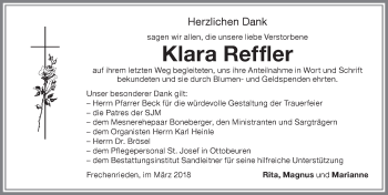 Traueranzeige von Klara Reffler von Memminger Zeitung
