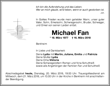 Traueranzeige von Michael Fan von Memminger Zeitung