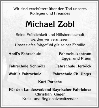 Traueranzeige von Michael Zobl von Allgäuer Zeitung, Füssen