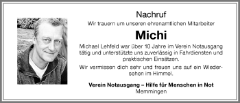 Traueranzeige von Michi  von Memminger Zeitung