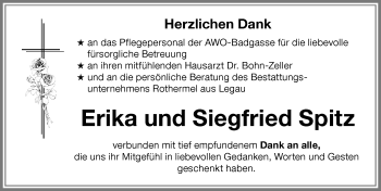 Traueranzeige von Siegfried Spitz von Memminger Zeitung