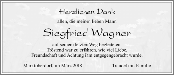 Traueranzeige von Siegfried Wagner von Allgäuer Zeitung, Marktoberdorf
