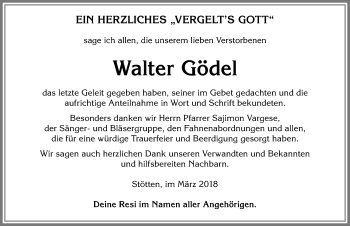 Traueranzeige von Walter Gödel von Allgäuer Zeitung, Marktoberdorf