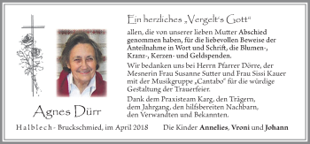 Traueranzeige von Agnes Dürr von Allgäuer Zeitung, Füssen