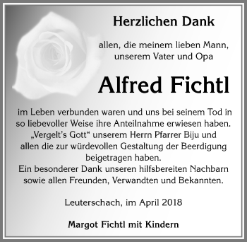Traueranzeige von Alfred Fichtl von Allgäuer Zeitung, Marktoberdorf
