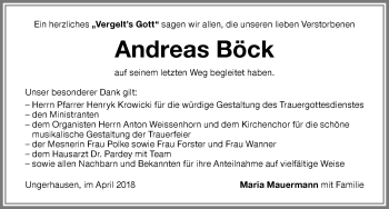 Traueranzeige von Andreas Böck von Memminger Zeitung