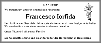 Traueranzeige von Francesco Iorfida von Allgäuer Anzeigeblatt