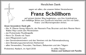 Traueranzeige von Franz Schöllhorn von Allgäuer Zeitung,Kempten