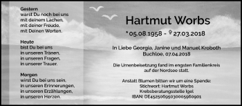 Traueranzeige von Hartmut Worbs von Allgäuer Zeitung, Kaufbeuren/Buchloe