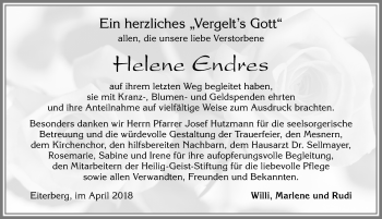 Traueranzeige von Helene Endres von Allgäuer Zeitung, Füssen