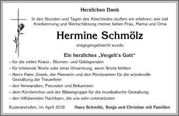 Traueranzeige von Hermine Schmölz von Allgäuer Zeitung, Marktoberdorf