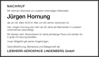 Traueranzeige von Jürgen Hornung von Allgäuer Zeitung
