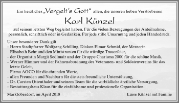 Traueranzeige von Karl Künzel von Allgäuer Zeitung, Marktoberdorf