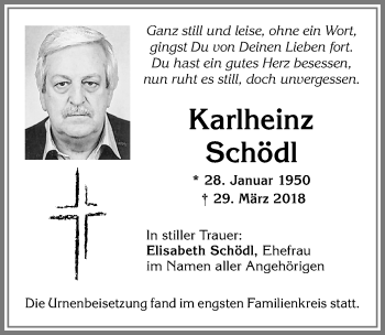 Traueranzeige von Karlheinz Schödl von Allgäuer Zeitung, Kaufbeuren/Buchloe