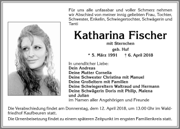 Traueranzeige von Katharina Fischer von Allgäuer Zeitung