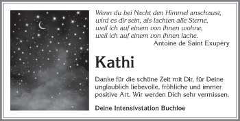 Traueranzeige von Kathi  von Allgäuer Zeitung, Kaufbeuren/Buchloe