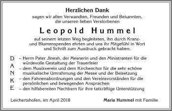 Traueranzeige von Leopold Hummel von Allgäuer Zeitung, Marktoberdorf