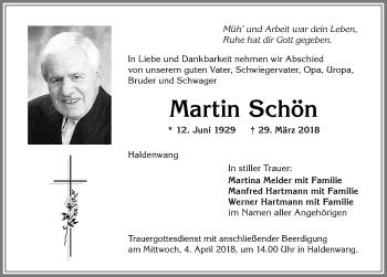 Traueranzeige von Martin Schön von Allgäuer Zeitung,Kempten