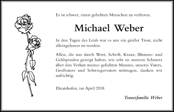 Traueranzeige von Michael Weber von Der Westallgäuer