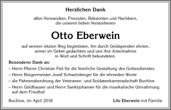 Traueranzeige von Otto Eberwein von Allgäuer Zeitung, Kaufbeuren/Buchloe
