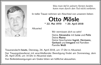 Traueranzeige von Otto Mösle von Allgäuer Zeitung,Kempten