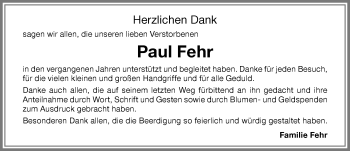 Traueranzeige von Paul Fehr von Memminger Zeitung