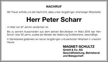 Traueranzeige von Peter Scharr von Memminger Zeitung