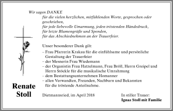 Traueranzeige von Renate Stoll von Allgäuer Zeitung,Kempten