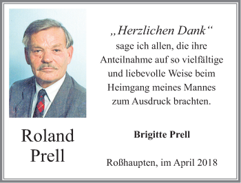 Traueranzeige von Roland Prell von Allgäuer Zeitung, Füssen