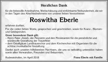 Traueranzeige von Roswitha Eberle von Allgäuer Zeitung