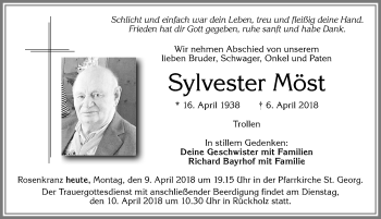 Traueranzeige von Sylvester Möst von Allgäuer Zeitung