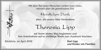 Traueranzeige von Theresia Lipp von Allgäuer Zeitung, Füssen