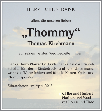 Traueranzeige von Thomas Kirchmann von Allgäuer Zeitung