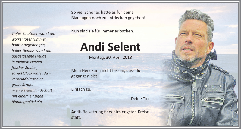  Traueranzeige für Andi Selent vom 05.05.2018 aus Memminger Zeitung