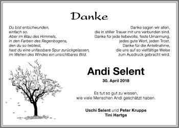 Traueranzeige von Andi Selent von Memminger Zeitung