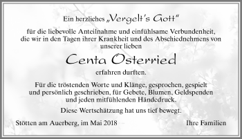 Traueranzeige von Centa Osterried von Allgäuer Zeitung, Marktoberdorf