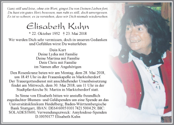 Traueranzeige von Elisabeth Kuhn von Allgäuer Zeitung, Marktoberdorf